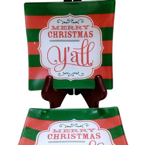 Christmas Glass Appetizer Tray,  Set of 4 Snack Plates, Glass Dessert Plates - Picture 4 of 10